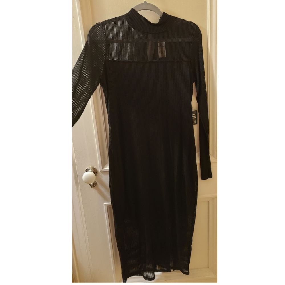 Sheer black dress with underlay